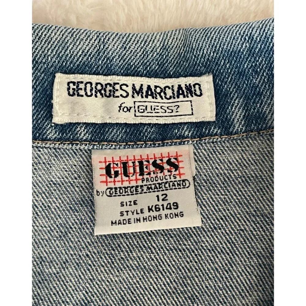 Vintage GUESS George Marciano Denim Trucker Jacket 90's Youth Unisex - Picture 5 of 10
